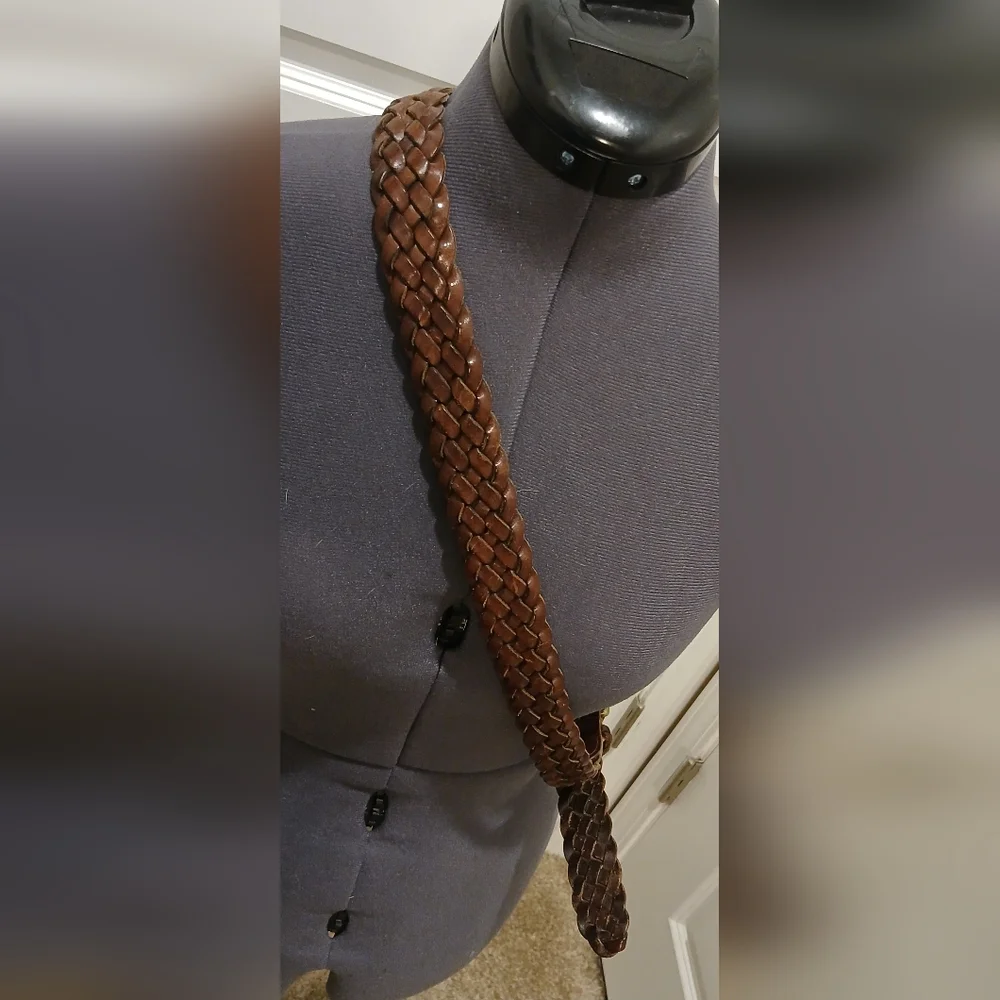 Men's Roundtree & Yorke‎ Brown Leather Braided Belt
